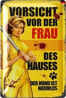 Lanolu Retro Blechschild Vorsicht Vor Der Frau Des Hauses, Der Hund Ist