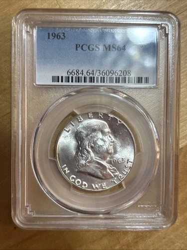 1963 P 50C Franklin Half Dollar - PCGS MS64 - 90% Silver