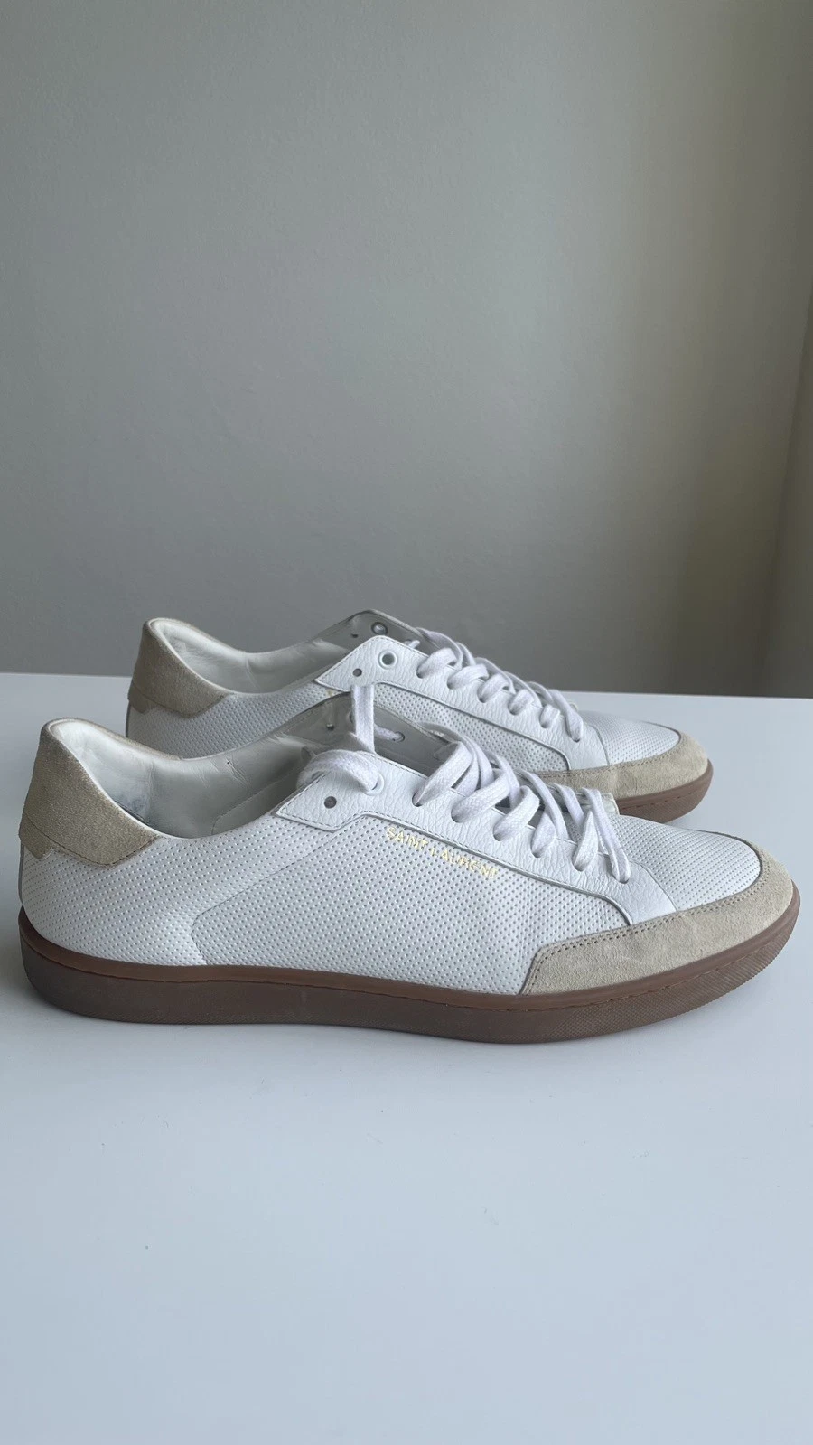 Saint Laurent — YSL Saint Laurent Men’s White Leather Sneakers Size 44.5 US 11.5