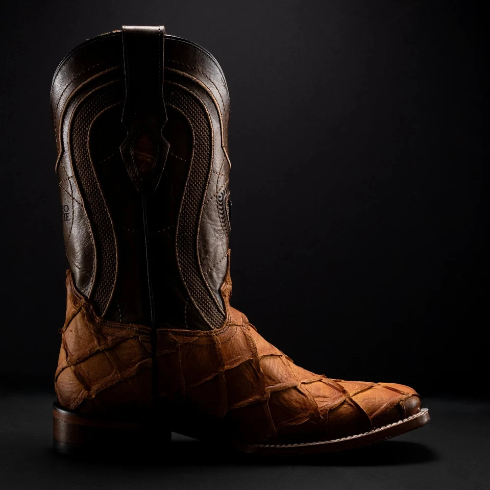 Botas occidentales de cuero genuino Monster Fish Royal Pirarucu estampado punta cuadrada - Oryx Foto 4 de 4