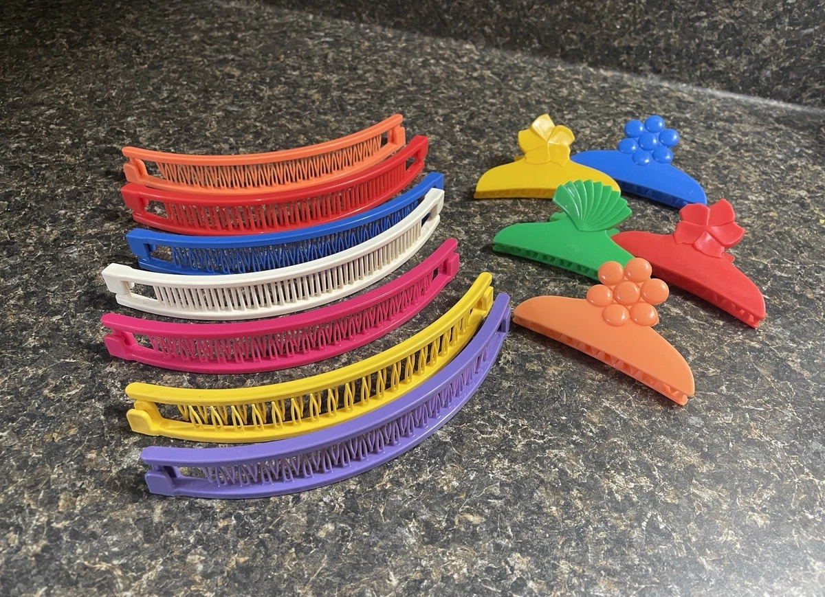 Vintage Hair Clips Lot of 9 1980s Coquette Goody Plastic France Banana Claw Amazon.com : Kitsch Banana Clips For Women - Retro 80s Style  main image 4