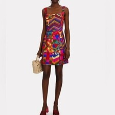 Farm Rio Mixed Patchwork Button Front Mini Dress Multicolor Boho NWT Large