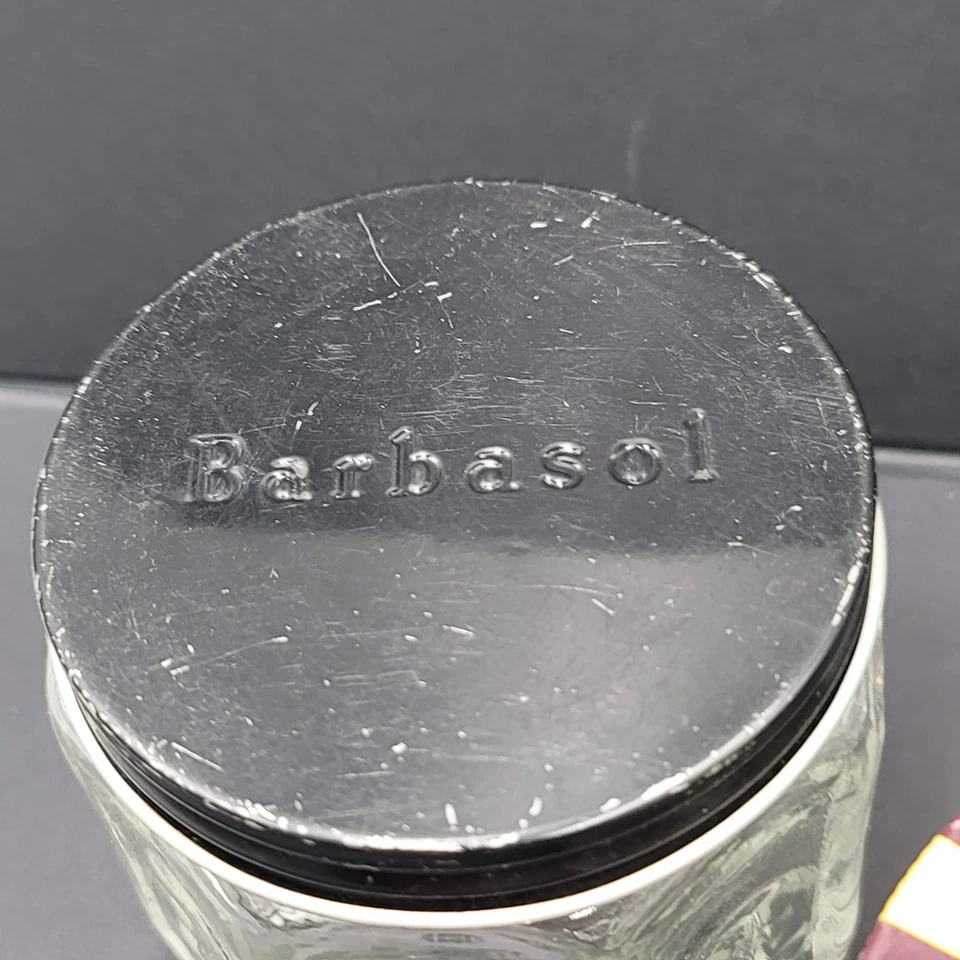 Lot of 3 Vintage Molle Barbosol Shaving Cream Embossed Glass Jars - Image 2 of 4