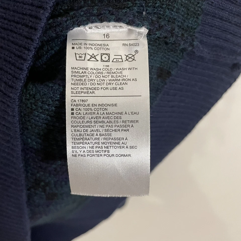 Suéter Janie Jack Niño Azul Verde A Cuadros 1/4 Cremallera Clásico Preppy 100% Algodón Talla 16 Foto 4 de 4