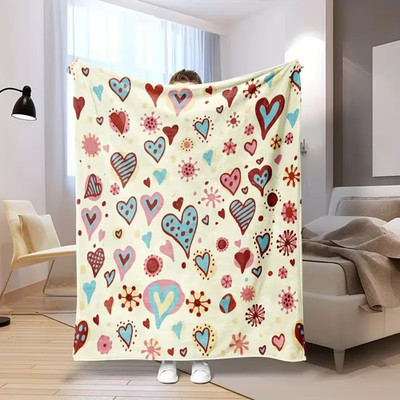 Soft Flannel Nap Throw Blanket Valentine Love Print