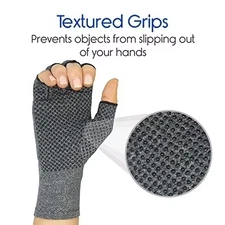 Pair Half Finger Compression Gloves Grey Relieve Arthritis Pain Instantly,slip