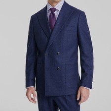Tommy Hilfiger Men's Blue Wool Relaxed Modern Tweed Suit Jacket Size: 44S