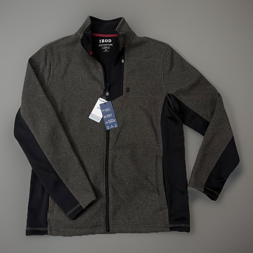 NWT IZOD Advantage Performance Grey & Black Zip-Up Jacket Size M New With Tags