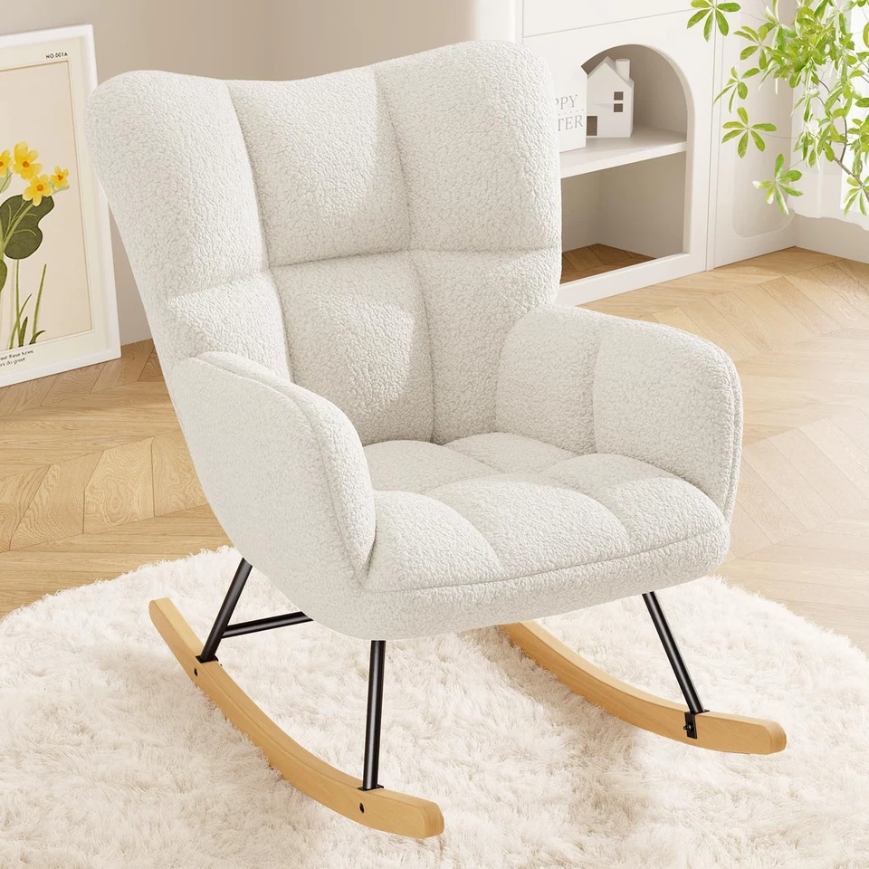 Rocking Chair Armchair Nursing Seat with High Backrest Lounge Chair for Adcqvykl - Image 1 of 4