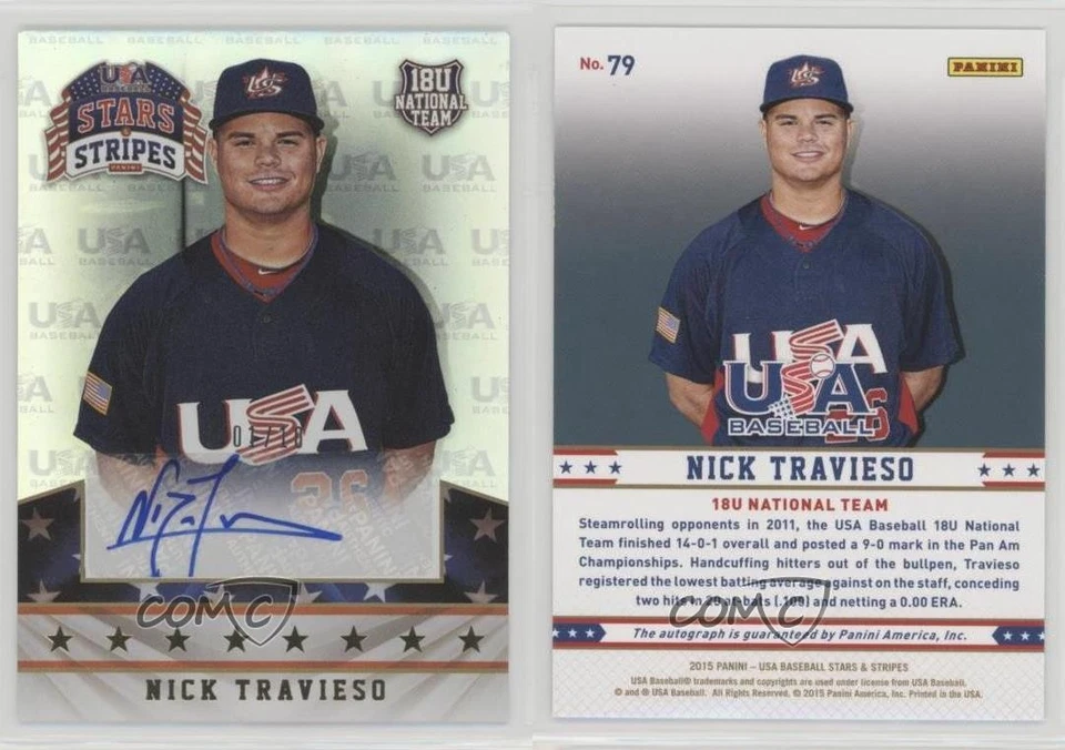 2015 Panini Stars and Stripes Longevity 1/10 Nick Travieso #79 Auto 3l1 - Image 3 of 3