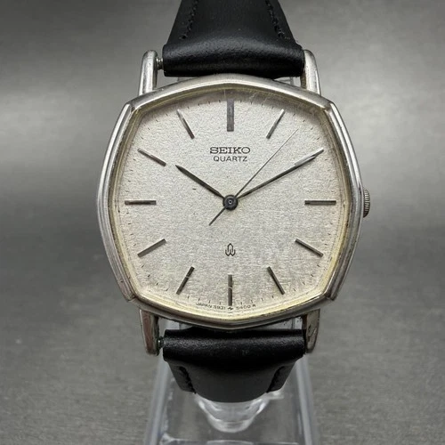 Seiko Watch Men 30mm Silver Dial Silver Tone Octagon 5931-5350 New Battery