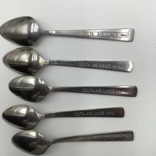 Delta Airlines ABCO Stainless Steel Teaspoon LOT OF 5 Vintage No Logo Teaspoons