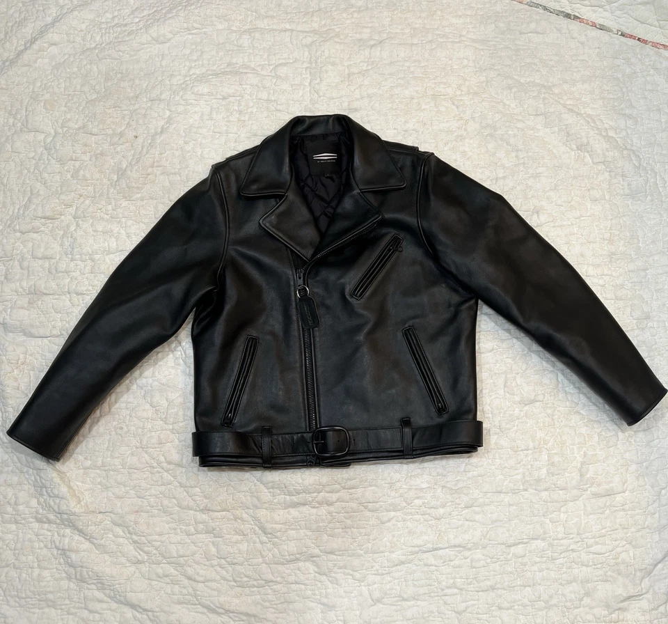 Harley Davidson Vanson Belted Leather Biker Jacket Black Large L - Image 2 of 4