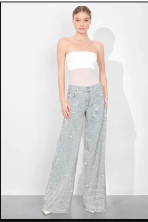 NWT Alice Olivia TRISH EMBELLISHED JEAN Original Price Over $795 SZ 27
