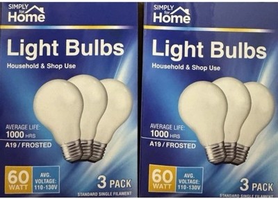Simply for Home A19 Frosted 60W Incandescent Light Bulbs 2-Pack