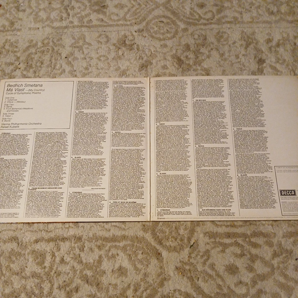 Smetana Ma Vlast- Rafael Kubelik & Vienna Philharmonic - x 2 LP vinyl album  - Image 4 of 4