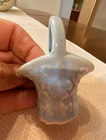 Vintage Shawnee Pottery Miniature 3" Basket Vase - light blue