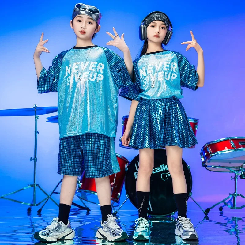 Children's Glitter Street Dance Cheerleading Performance Suit Performance Set - Image 4 of 4