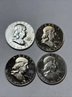Lot Of Four 1962 Franklin Proof Half Dollar Coins (Lot Of 4 90% SILVER PROOF)