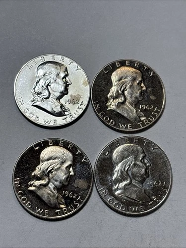 Lot Of Four 1962 Franklin Proof Half Dollar Coins (Lot Of 4 90% SILVER PROOF)