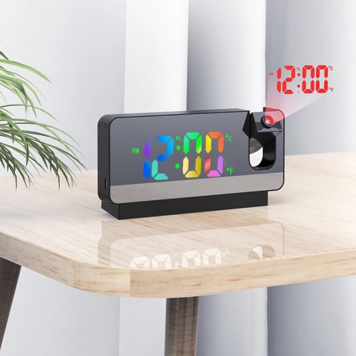 LED Projection Alarm Clock Color Display Temperature/Date Display Quiet Large Mi - Picture 3 of 12