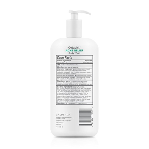 Cetaphil Body Wash, NUOVO Lavaggio Corpo Sollievo Acne con Acido Salicilico 2% da Eliminare - Foto 8 di 8
