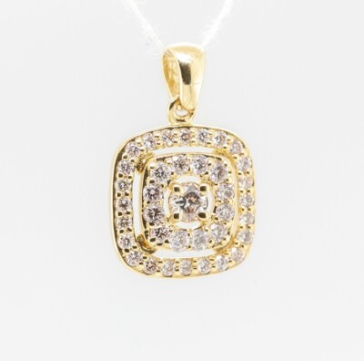 14kt Gelbgold Pedant - 0,41 ct natürlicher Diamant AIG zertifiziert 