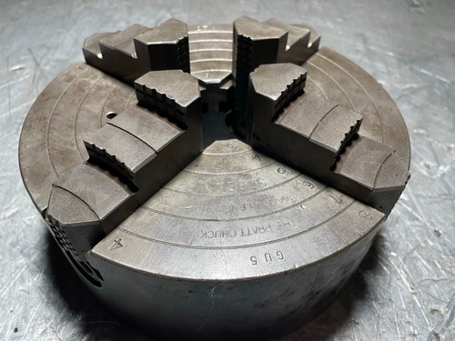 8" Lathe Chuck 4 Jaw Lathe Chuck, Pratt Steel GU, Reversible Jaws, 2" Bore - Picture 6 of 11