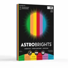 NEW Astrobrights Cardstock Paper 65 lb 8.5" x 11" 60 sheets, 6 Primary Colors
