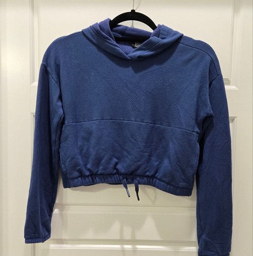 ATHLETA GIRL IN YOUR ZONE CROP HOODIE LONG SLEEVE BLUE GIRLS YOUTH MEDIUM 8-10 - Picture 2 of 12