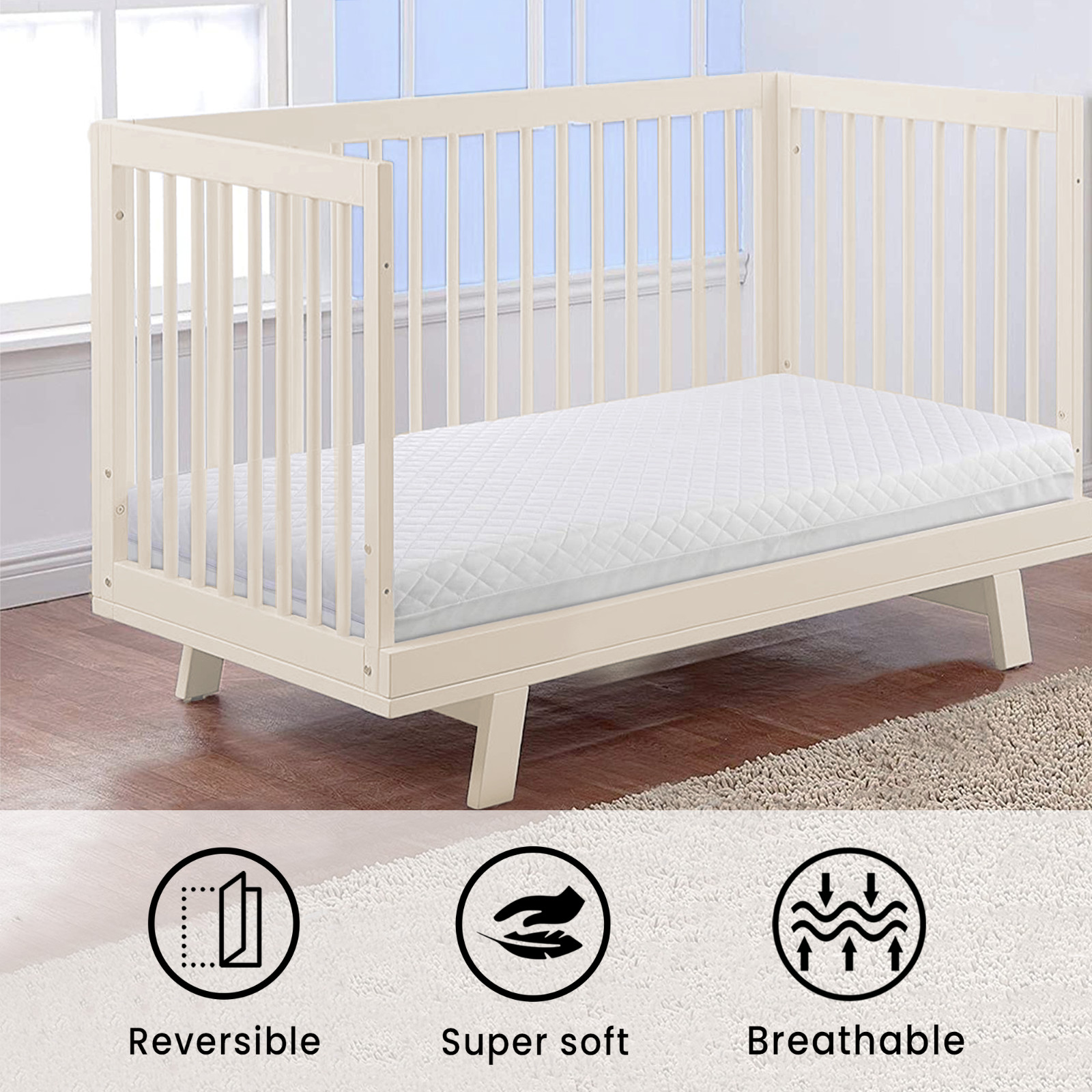 Hotel Quality Soft 100 Eco Polyester Baby Cot Bed Mattress (140 X 70 X