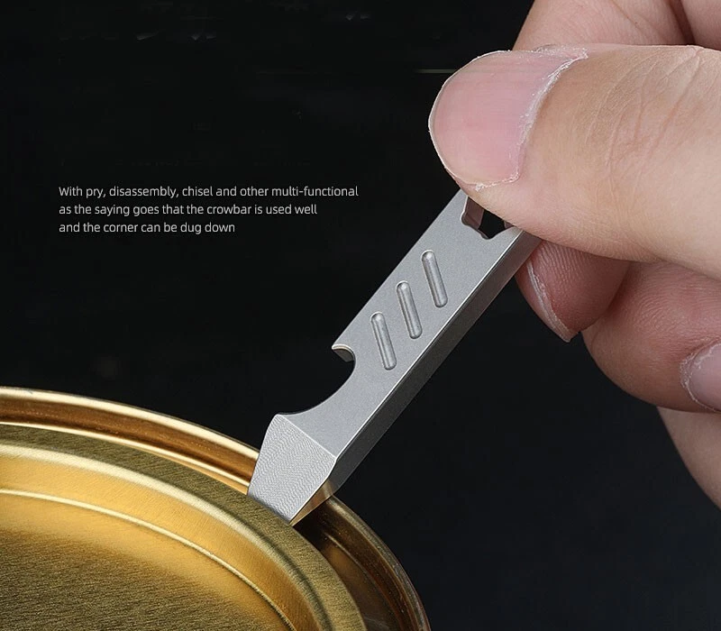 A391 TC4 Titan-Hebeleisen Multi-Tool – 9,9 Cm, Stonewashed, Mit Flaschenöffner & Schraubendrehern