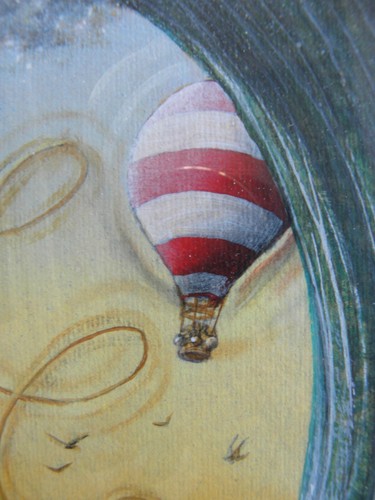 Joseph KALIHER (Texas 1970) Surrealist THE MIRACLE CATCH OIL on paper cm 29x19 - Foto 6 di 10