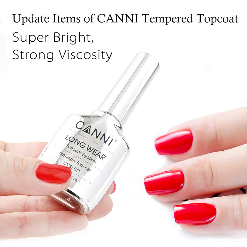 CANNI 18ml No Wipe Topcoat Base Coat Nail Gel Polish UV LED Soak Off