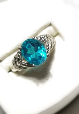Chuck Clemency NYCII Sterlingsilber Aqua Quarz Capri meerblau Diamant Ring