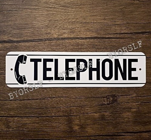 Metal Sign TELEPHONE public pay phone booth rotary coin operated call ...