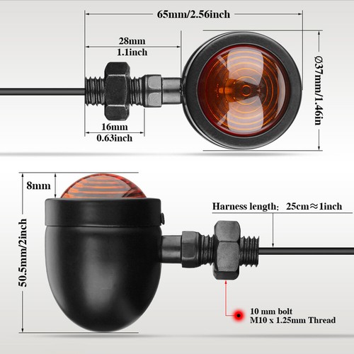 2x Motorcycle Mini Bullet Turn Signal Brake Blinker Light For Bobber Cafe Racer - Picture 2 of 13