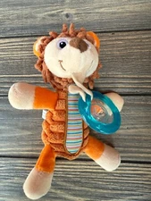 Nuby Plush Lion Pacifier Holder With Teether For Infants
