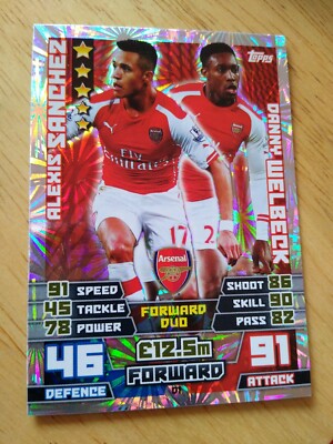 match attax 2014/15 arsenal duo foil card Sanchez & Danny Welbeck 