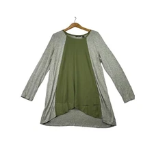H by Halston 2 Tone Tunic sz Large Green/Gray