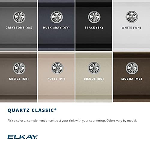 Elkay Quartz Black Offset 60/40 Double Bowl Undermount Sink 22"D x 33"W x 10"H - Picture 4 of 12