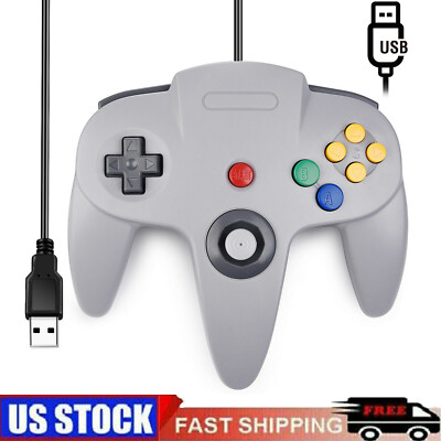 N64 USB Wired Controller Retro Gamepad Joypad for PC Mac Raspberry Pi 3 4 Gray