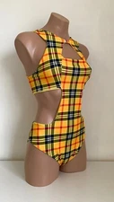 Schminke X-factor plaids tartan check polewear dance body-suit leotard clueless