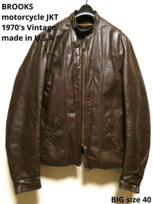 BROOKS Single leather Riders Motorcycle Jacket Men Size 40 BROOKS Single leather Riders Motorcycle Jacket Men Size 40