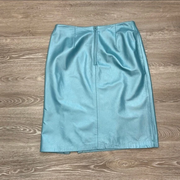 Falda lápiz Danier Leather Sky Blue Teal Gliter Foto 4 de 4