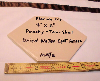 1 pc. Hexagon 4'' X 6'' Peach-Tan-Shell Ceramic Tile: Crystal Glazed, Florida Co.