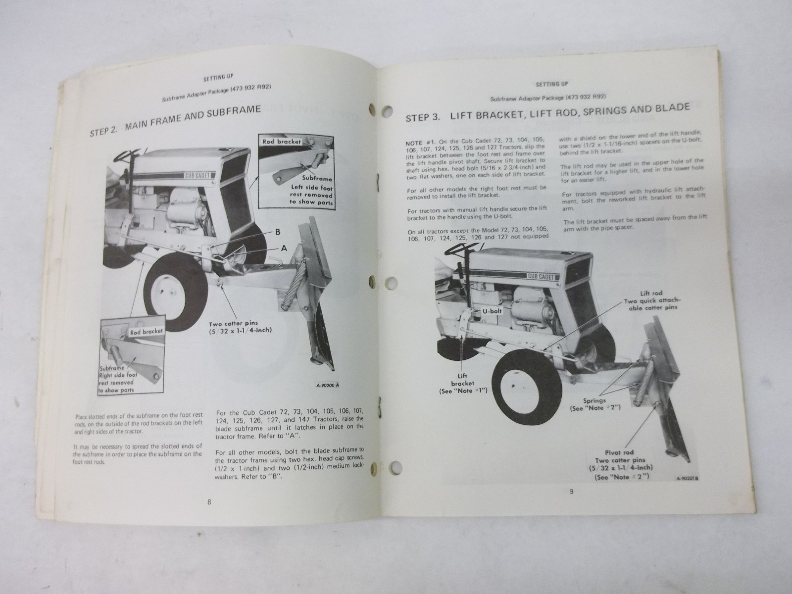 International 42" 54" Spring Trip Blade 126 127 147 Cub Cadets Operators  Manual | eBay