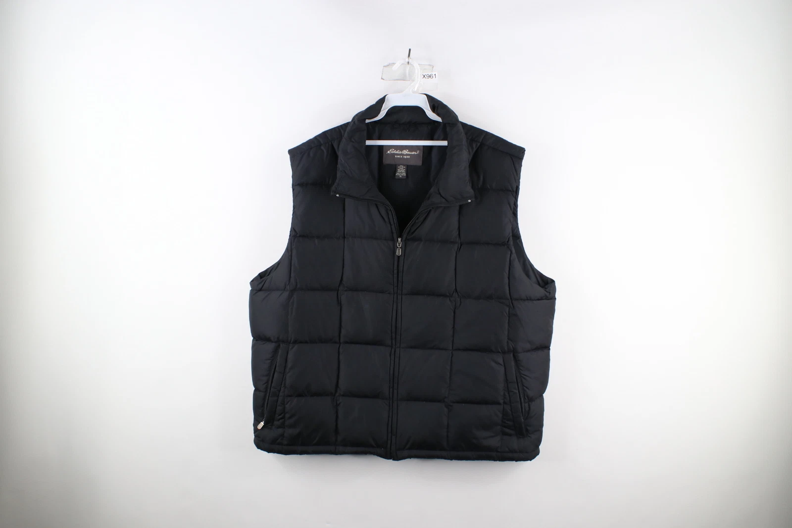 Vintage Eddie Bauer Mens XL Duck Down Fill Insulated Puffer Vest Jacket Black