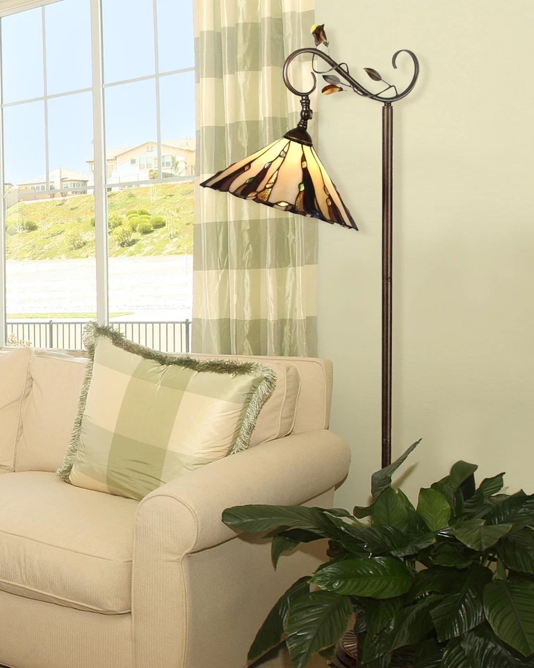 Напольная лампа Dale Tiffany TF90263 Tiffany Downbridge с абажуром из художественного стекла, анти... - Изображение 2 из 3