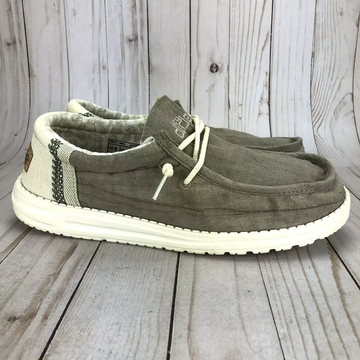 Hey Dude Wally Linen Shoes Loafers Lightweight Slip On Natural